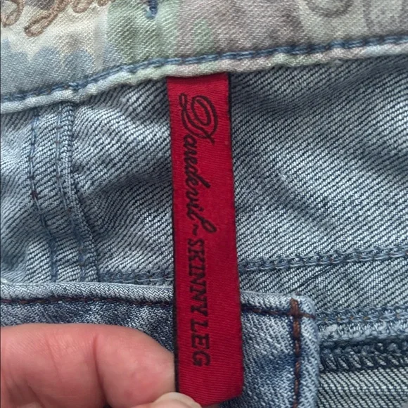 Guess | Vintage Y2K Stretch Light Blue Embellished Studded Skinny Jeans Size 27 - Picture 10 of 16